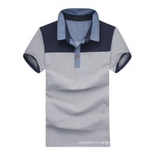 Chemises de polo de plaine de coton gris de haute qualité de Stiff Collar